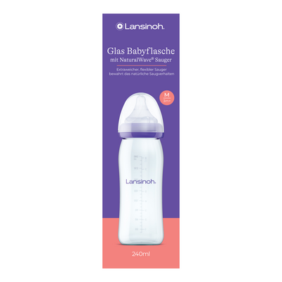 LANSINOH Weithalsflasche Glas 240 ml mit Sauger M