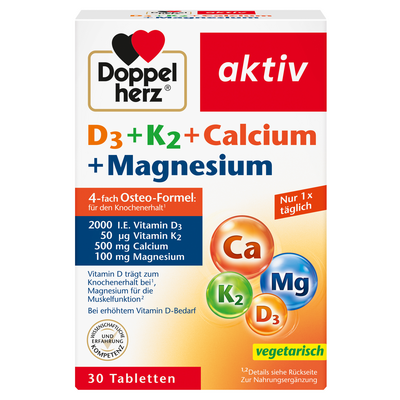 DOPPELHERZ D3+K2+Calcium+Magnesium Tabletten
