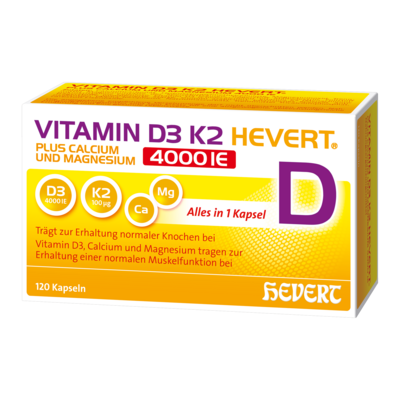 VITAMIN D3 K2 Hevert+Calcium u.Magnes.4000 IE Kps.
