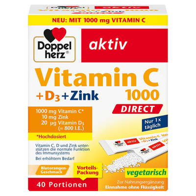 DOPPELHERZ Vitamin C 1000+D3+Zink DIRECT Pellets