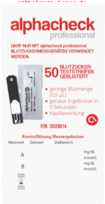 ALPHACHECK professional Blutzuckerteststr.geblist.